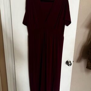 Torrid Deep Red Maxi Dress with Short Sleeves